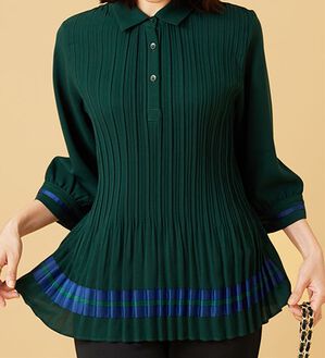 BELLUNA（ベルーナ）の「【Ｌａｇｒｉｌｕａ】配色ライン使いプリーツブラウス（ブラウス）」｜詳細画像