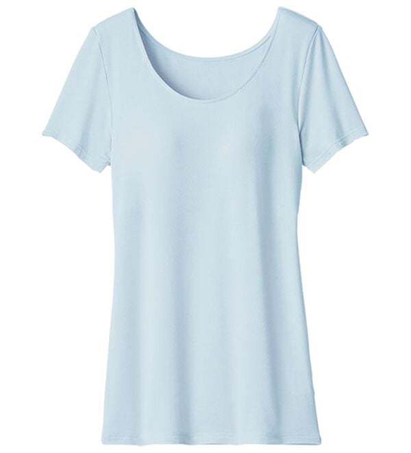 LAVIENNE（ラヴィエンヌ）の「【夏の汗対策に！】カップ付半袖インナー＜さらりラボ＞（ブラトップ・カップ付きインナー）」｜サックス
