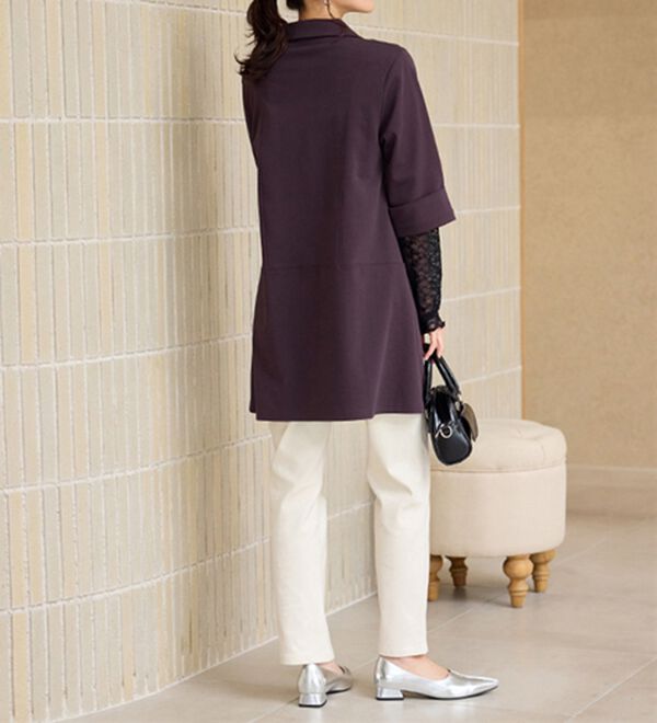 BELLUNA（ベルーナ）の「なめらかポンチ素材衿付きチュニック（チュニック）」｜詳細画像