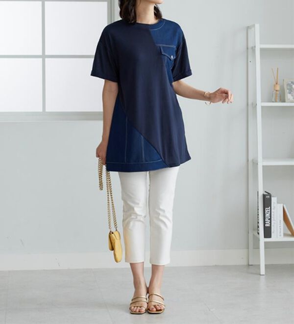 BELLUNA（ベルーナ）の「デニム切替デザインチュニック（チュニック）」｜詳細画像