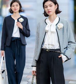 GeeRA（ジーラ）の「【4点セット】入学式も卒業式も！パンツが選べるセレモニーツイードジャケットスーツ（パンツスーツ）」｜詳細画像