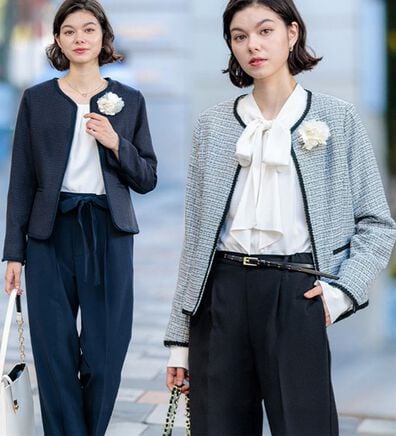 GeeRA（ジーラ）の「【4点セット】入学式も卒業式も！パンツが選べるセレモニーツイードジャケットスーツ（パンツスーツ）」