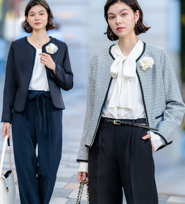 GeeRA（ジーラ）の「【4点セット】入学式も卒業式も！パンツが選べるセレモニーツイードジャケットスーツ（パンツスーツ）」｜詳細画像