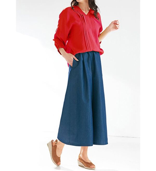 LAVIENNE（ラヴィエンヌ）の「うすかるデニムワイドパンツ（ワイドパンツ・ガウチョ）」｜詳細画像