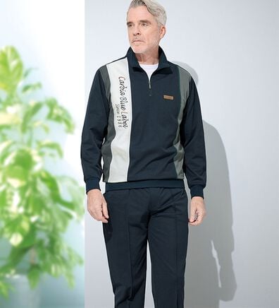 「＜カルビア＞シアーサッカー素材の切替デザインホームスーツ（メンズルームウェア）」