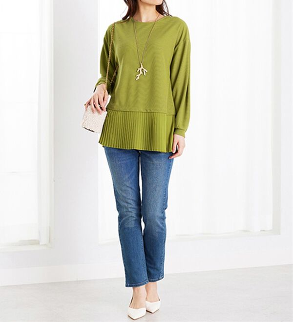 BELLUNA（ベルーナ）の「かのこ素材裾プリーツプルオーバー（カットソー）」｜詳細画像