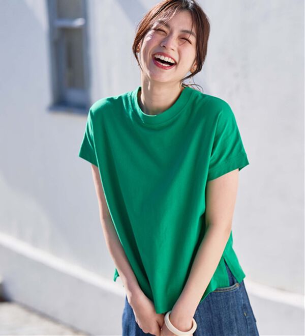 RANAN（ラナン）の「【選べる袖丈】＜BC＞綿100％プチハイネックＴシャツ（カットソー）」｜詳細画像