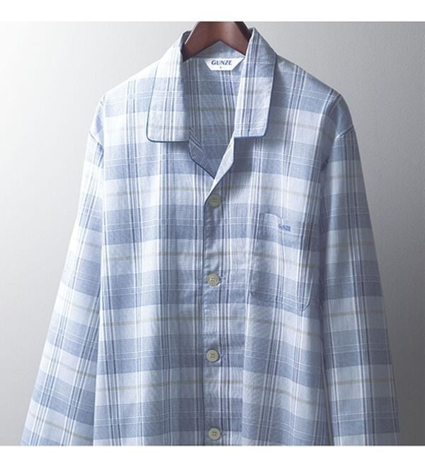 「【２着組】＜グンゼ＞素肌の匠（Ｒ）綿１００％クレープパジャマ（メンズルームウェア）」｜詳細画像