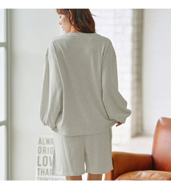 「スウェットロゴプルオーバー＆ハーフパンツセット（パジャマ・ルームウェア）」｜詳細画像