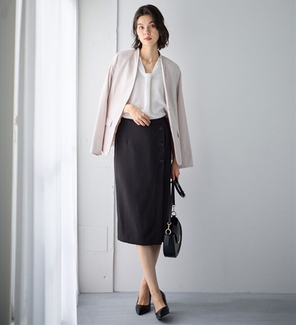 GeeRA（ジーラ）の「【２点】単品使いもできる！ベーシックブラウス＆スカートセットアップ（スカートスーツ）」｜詳細画像