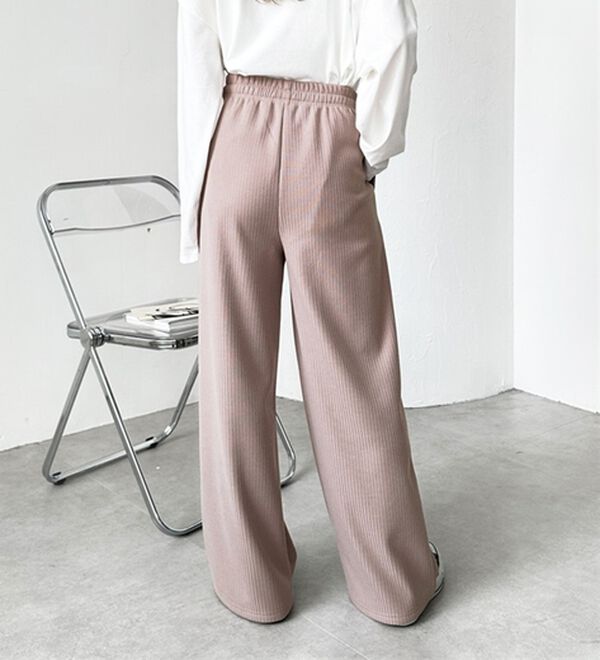 GeeRA（ジーラ）の「ふわふわあったか！裏起毛リブワイドパンツ（フルレングスパンツ）」｜詳細画像