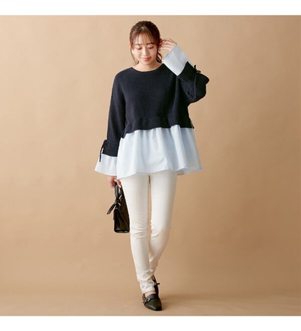 ブラウスドッキングフレアー袖ニット - ベルーナ【公式】 