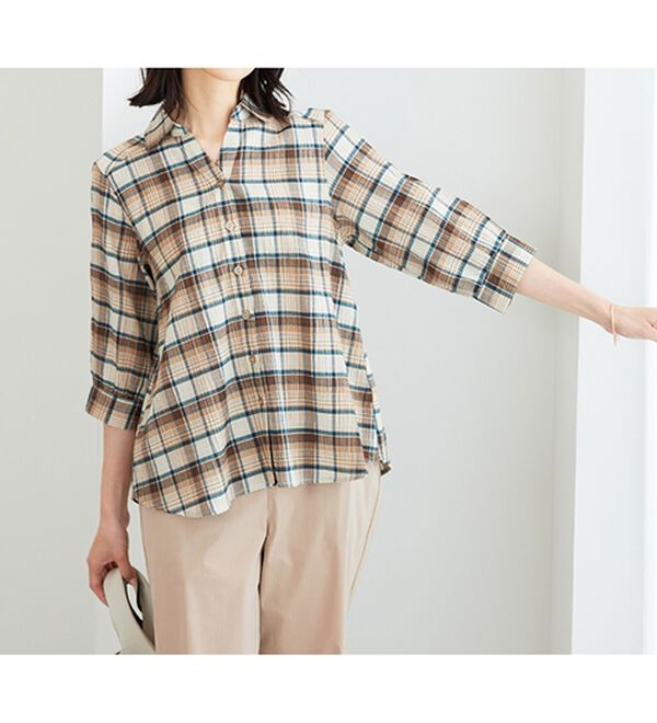 BELLUNA（ベルーナ）の「スキッパー衿ぽこぽこ素材ブラウス（ブラウス）」｜詳細画像