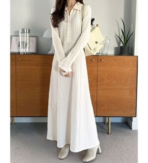 GeeRA（ジーラ）の「ポロ衿表面感素材マーメイドワンピース（カットソーワンピース）」｜詳細画像