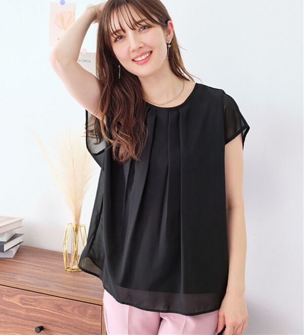 alotta（アロッタ）の「【接触冷感】機能付インナーシフォンブラウス（ブラウス）」｜詳細画像