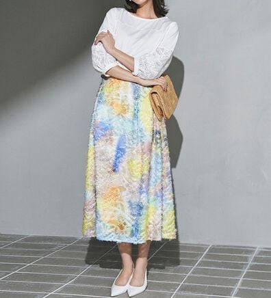 RANAN（ラナン）の「機能付！袖レース切替ロング丈カットソー（チュニック）」