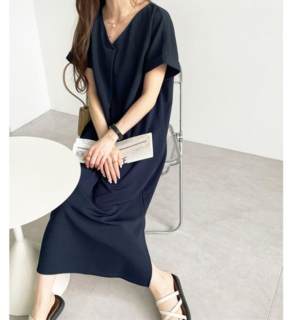 GeeRA（ジーラ）の「ひんやり快適！ジャカードスキッパーワンピ（カットソーワンピース）」｜詳細画像