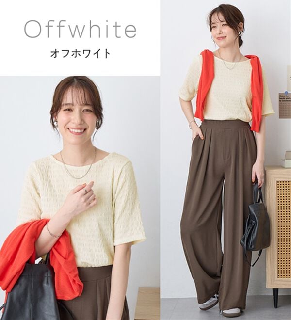 Viola e Viola（ヴィオラ エ ヴィオラ）の「【汗サラ！】Tシャツより上品。きれい見えカットソートップス（カットソー）」｜詳細画像