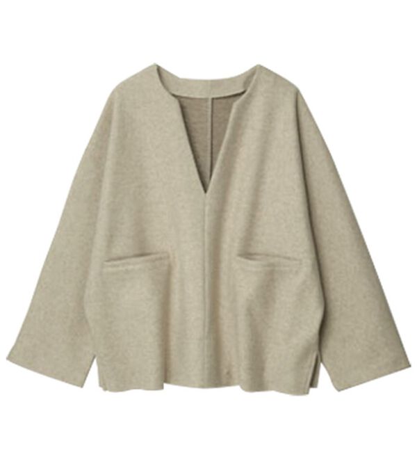 RANAN（ラナン）の「メルトン調素材深Ｖネックポンチョプルオーバー（カットソー）」｜詳細画像