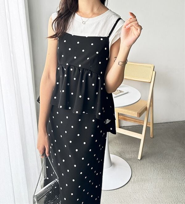 GeeRA（ジーラ）の「楽ちん！ペプラムキャミワンピース（カットソーワンピース）」｜詳細画像