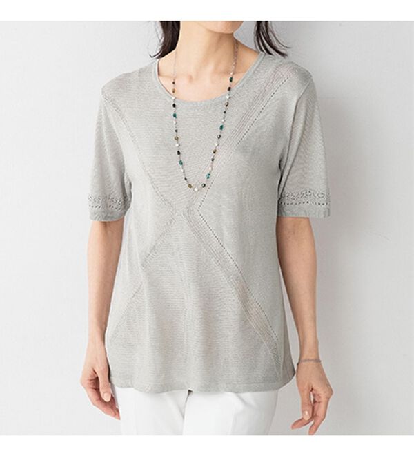 ルフラン（ルフラン）の「【２色組】シルク１００％編地切替セーター（ニット・セーター）」｜詳細画像