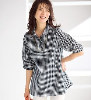 BELLUNA（ベルーナ）の「サッカー素材バックフレアーブラウス（ブラウス）」｜詳細画像