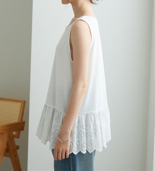 BELLUNA（ベルーナ）の「裾レース使いレイヤード用タンクトップ（タンクトップ・キャミソール）」｜詳細画像