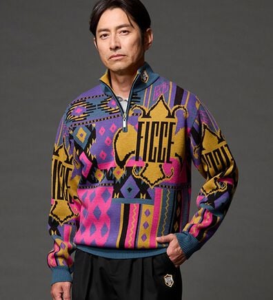 「＜フィッチェ　ゴルフ＞デザインハーフジップジャケット（メンズニット・セーター）」