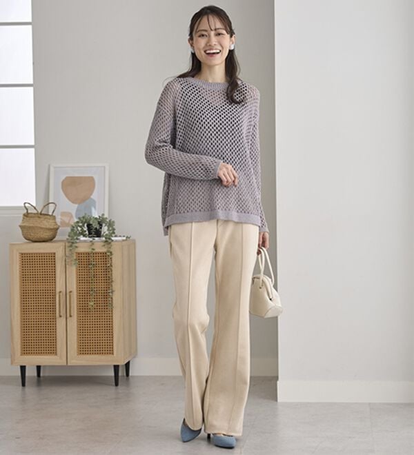 BELLUNA（ベルーナ）の「ストレッチスエード調美脚パンツ（フルレングスパンツ）」｜詳細画像