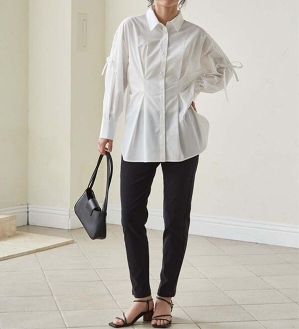 RANAN（ラナン）の「ウエストタック袖リボンシャツ（シャツ）」｜詳細画像