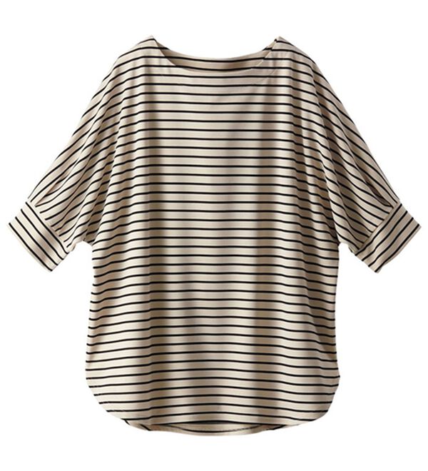 BELLUNA（ベルーナ）の「リップル素材ゆったりボーダープルオーバー（カットソー）」｜詳細画像