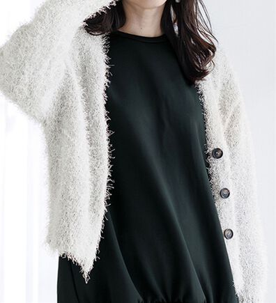 RANAN（ラナン）の「ラメシャギーショートカーデ（ニットカーディガン）」