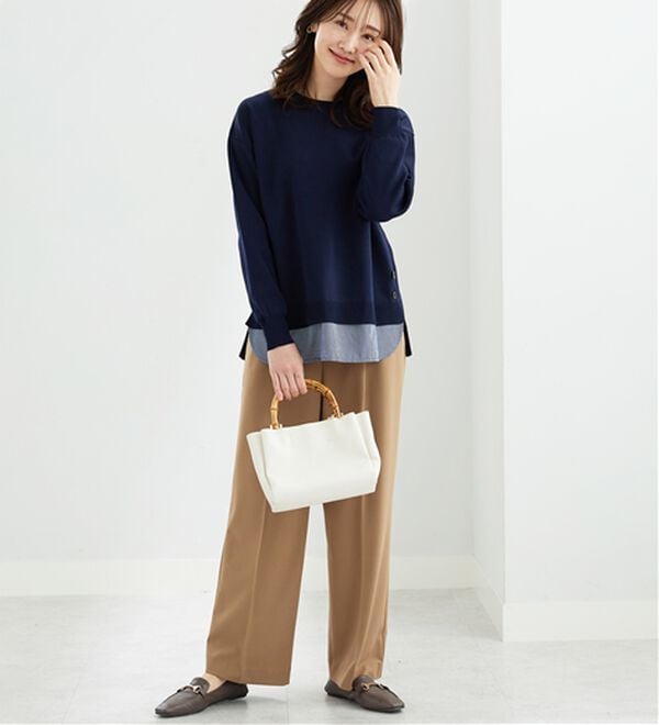 BELLUNA（ベルーナ）の「裾ボタン重ね着風ニットプルオーバー（ニット・セーター）」｜詳細画像