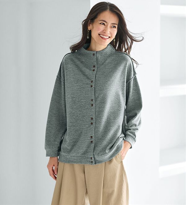 BELLUNA（ベルーナ）の「ゆったりボトムに合わせるウール調素材ショートプルオーバー（カットソー）」｜詳細画像