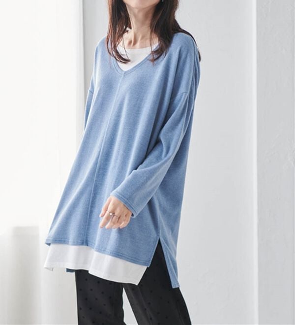 RANAN（ラナン）の「レイヤード風ニットソーチュニック（チュニック）」｜詳細画像