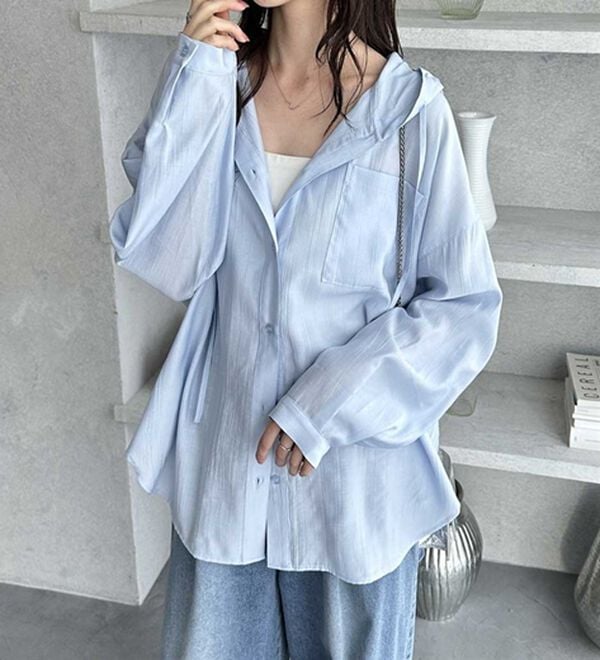 GeeRA（ジーラ）の「フード付きオーバーサイズシャツ（シャツ）」｜詳細画像