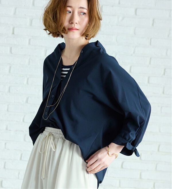 BELLUNA（ベルーナ）の「【吸水速乾】イージーケア！袖リボンシャツチュニック（チュニック）」｜詳細画像