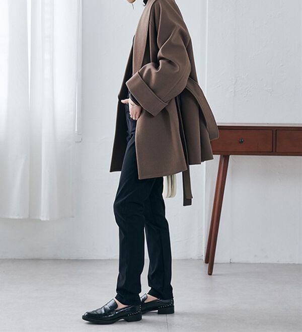 RANAN（ラナン）の「ウール調ビッグカラーガウンコート（ハーフコート）」｜詳細画像