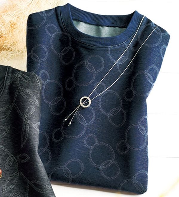 ルフラン（ルフラン）の「刺しゅうデニム調プルオーバー（カットソー）」｜インディゴ