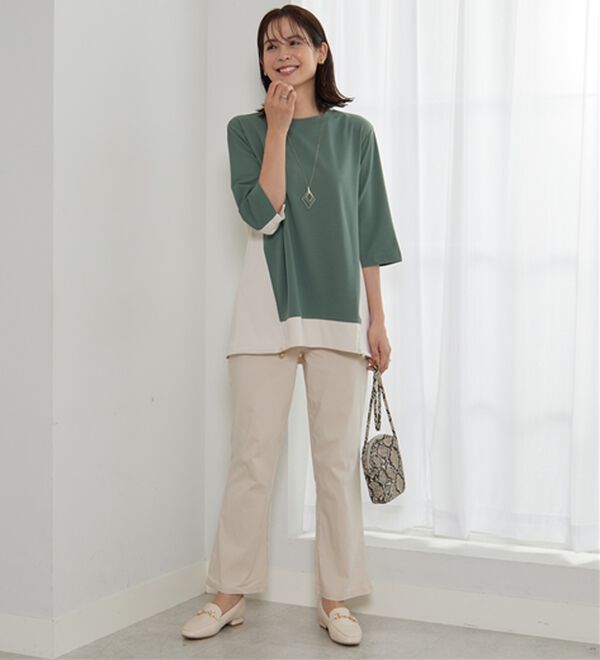 BELLUNA（ベルーナ）の「ドロスト使い配色デザインチュニック（チュニック）」｜詳細画像