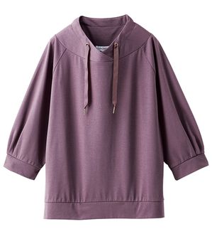 BELLUNA（ベルーナ）の「ヒンヤリ綿混ワイドネックプルオーバー（カットソー）」｜パープル