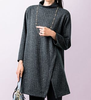 日本製＞ツイード調ヘリンボーン柄チュニック - ベルーナ【公式】