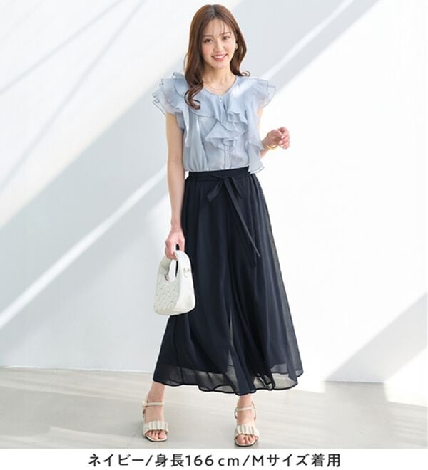 alotta（アロッタ）の「ふんわりシフォンワイドパンツ（ワイドパンツ・ガウチョ）」｜詳細画像