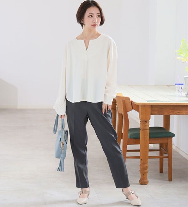 A HAPPY MARILYN（アハッピーマリリン）の「【Ｌ～６Ｌ】＜低身長さん高身長さん対応＞スラっと美脚ストレッチテーパードパンツ（テーパードパンツ）」｜詳細画像