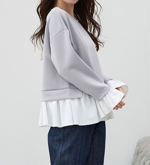 RANAN（ラナン）の「＜ＨＳ＞重ね着風配色フリルプルオーバー（カットソー）」｜詳細画像