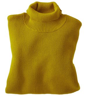 BELLUNA（ベルーナ）の「＜＆ｃｏｃｏｃｈｉ＞ハピネスコットン100％&times;吸湿発熱リブタートルニット（ニット・セーター）」｜カラシ