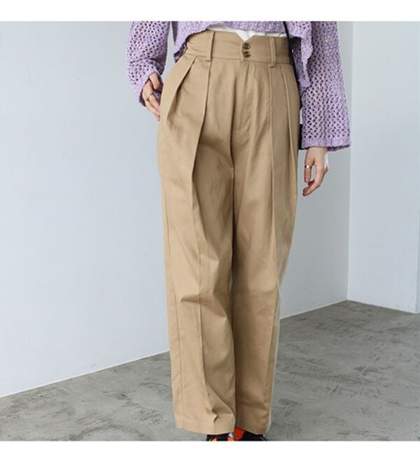 GeeRA（ジーラ）の「ハイウエストタックデザインチノパンツ（フルレングスパンツ）」｜詳細画像