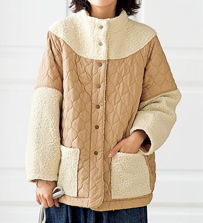 BELLUNA（ベルーナ）の「コロンと可愛いボア&times;キルト切替コート（ハーフコート）」