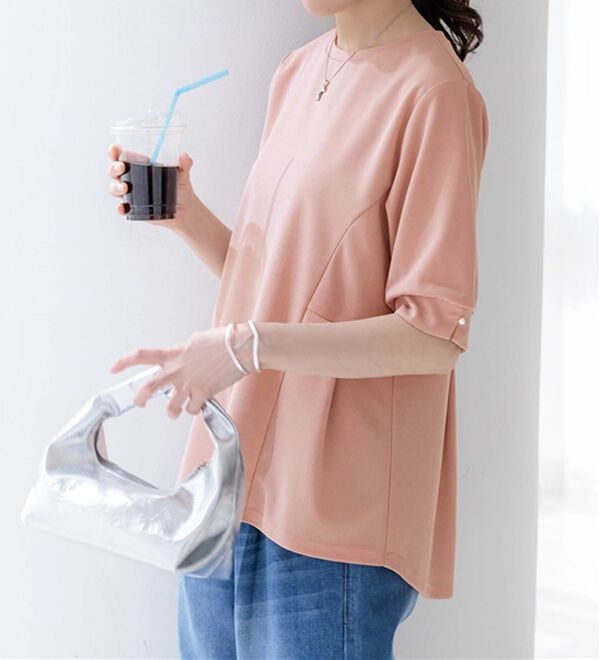 BELLUNA（ベルーナ）の「【体型カバー】袖パール付AラインTブラウス（ブラウス）」｜詳細画像