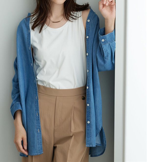 BELLUNA（ベルーナ）の「やわらかデニム素材シャツチュニック（チュニック）」｜詳細画像